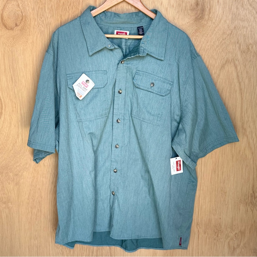 New Wrangler Men's Green Short Sleeve Shirt‎ size 3XLarge